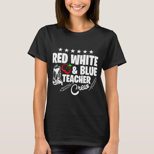 Röd Vit Och Blå T-Shirt Design För Lärarlaget (Framsida)