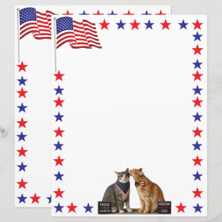 Röd, Vit och Blå USA-flagga och patriotiska katter