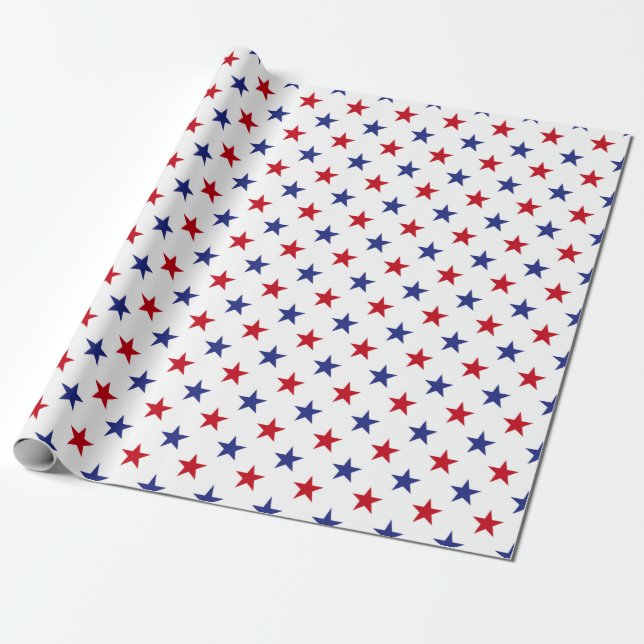 Röd, vit och blå USA-stjärnmönster Presentpapper (Utrullad)