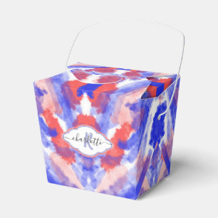 Röd, vit och blå vattenfärg Monogram Abstrakt Presentaskar