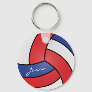 Röd, vit och blå Volleyball-design Nyckelring
