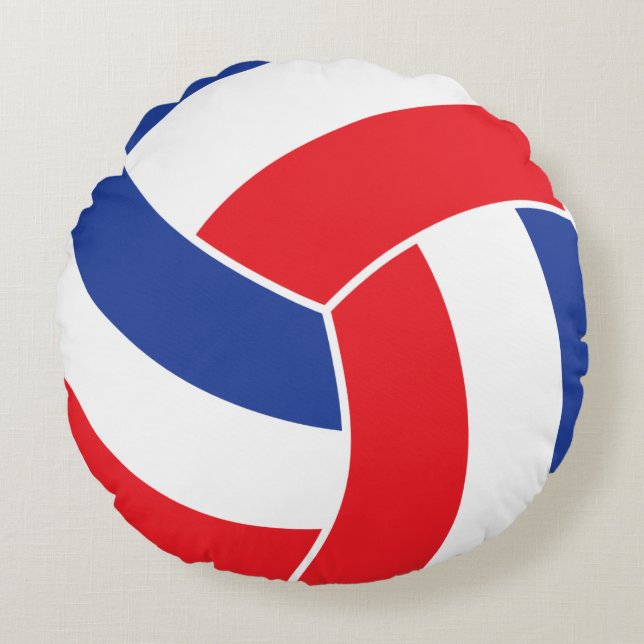 Röd, vit och blå 🏐 volleyball rund kudde (Framsidan)