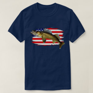 Röd, vit och blå Walleye Pike T-Shirt