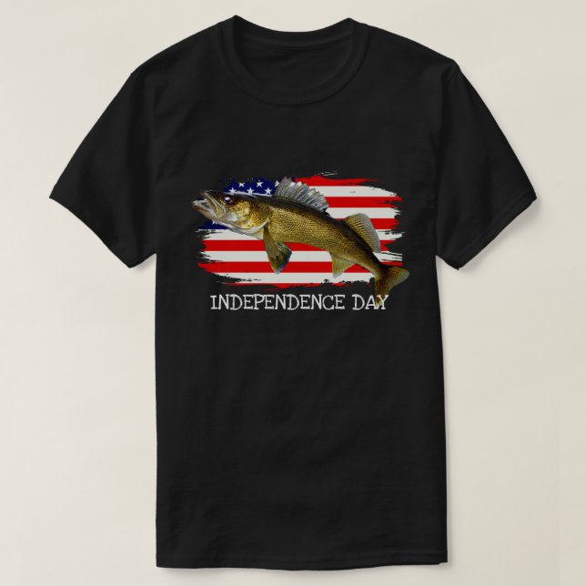 Röd, vit och blå Walleye Pike T-Shirt (Design framsida)