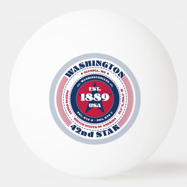Röd, vit och blå Washingtoncirkel Pingisboll (Framsidan)