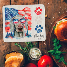 Röd Vit och Blå Weimaraner Hund Amerikansk Flagga