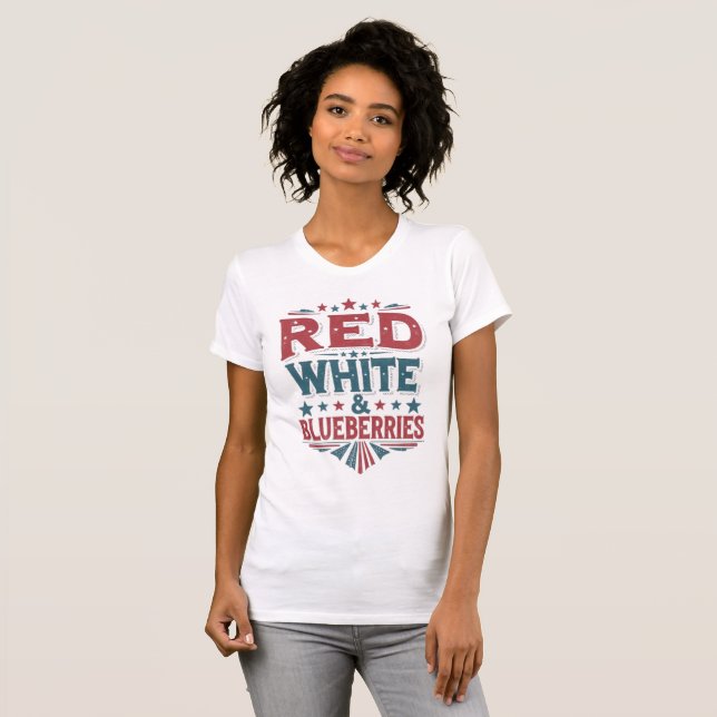 Röd, Vit och Blåbär Patriot Frihet  T Shirt (Hel framsida)