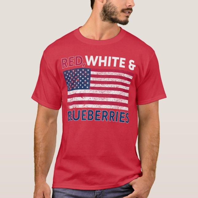 Röd Vit och Blåbär Patriot retro T Shirt (Framsida)