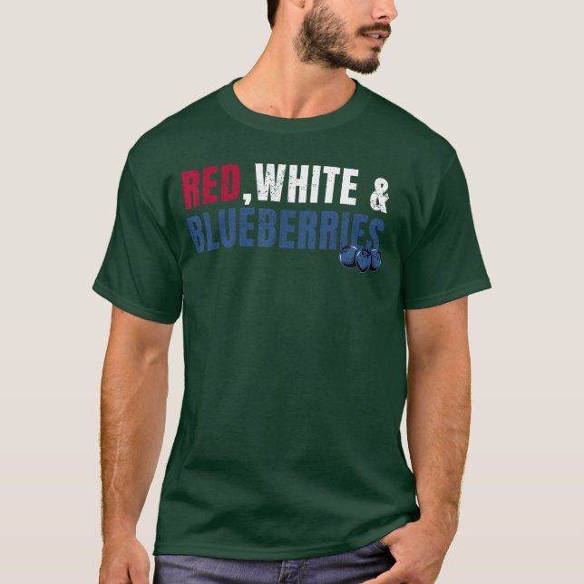 Röd Vit och Blåbär vän T Shirt (Framsida)