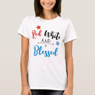 Röd vit och Blad T Shirt
