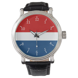 Röd vit och blått armbandsur