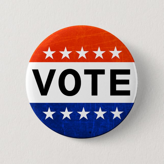 Röd vit och blått röstar patriotiskt knäppas knapp (Framsida)