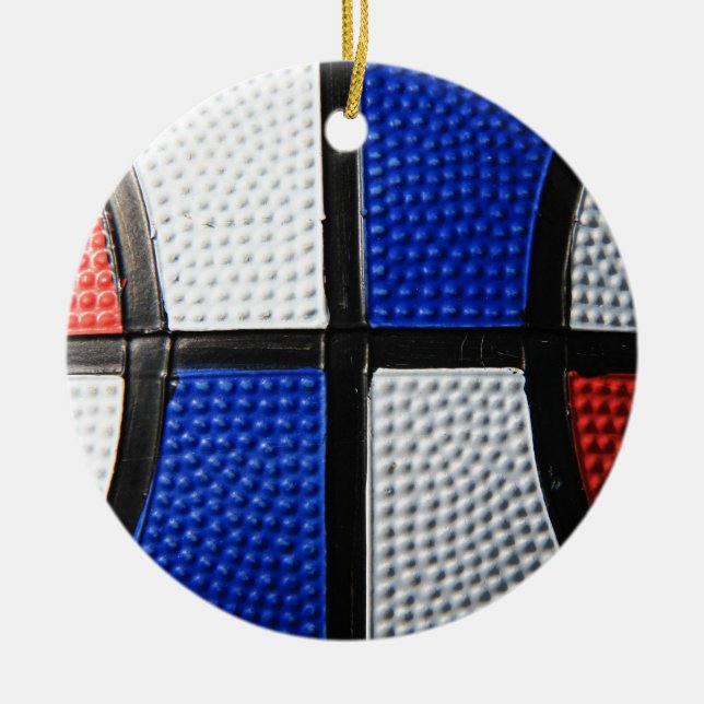 Röd vit- och blåttbasket julgransprydnad keramik (Framsidan)