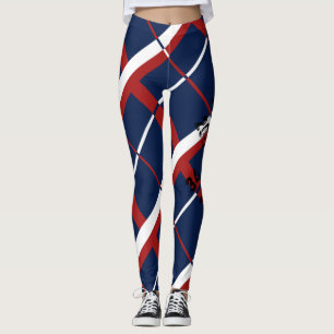 Röd vit- och blåttpläddamasker leggings