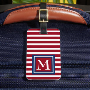 Röd vit- och blåttrandMonogram Bagagebricka