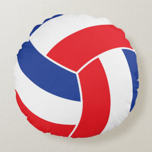 Röd, vit- och blåttvolleyboll rund kudde