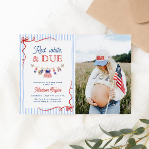 Röd, Vit och Blir 4:e Juli Baby Shower Foto Inbjudningar