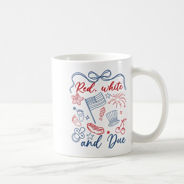 Röd Vit Och Blir 4:e Juli Graviditet Sommar USA Kaffemugg (Höger)