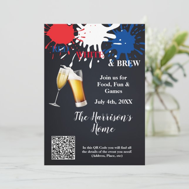 Röd-, vit- och Brew-gruppinbjudan Inbjudningar (Stående Fram)