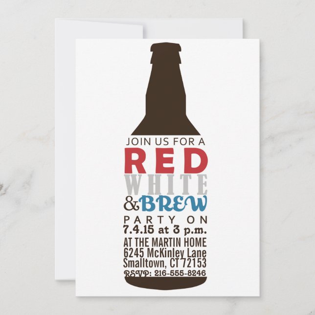 Röd-, vit- och Brew Party-inbjudan Inbjudningar (Framsida)