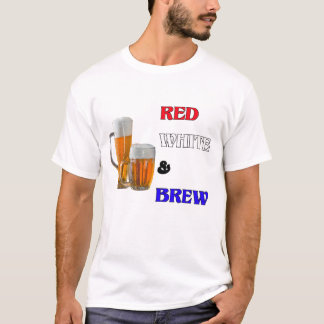 Röd vit och Brew Patriotic Party Drinking Gift T Shirt