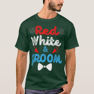Röd Vit Och Brudgumme Rolig Bröllopsfest 4:e Juli T Shirt