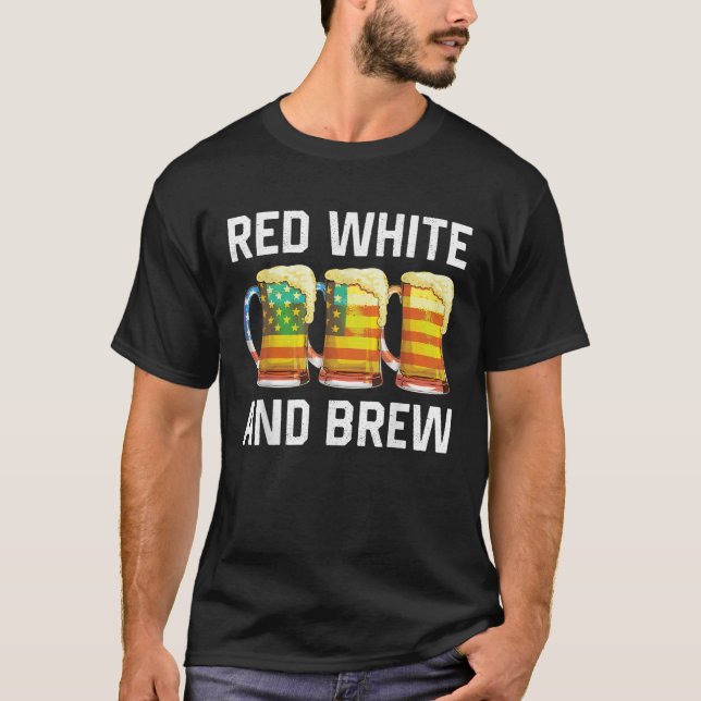 Röd vit och brun dryck 4:e juli Amerika T Shirt (Framsida)