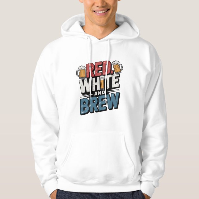 Röd vit och brun fetstil hoodie (Framsida)
