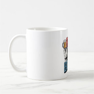 Röd vit och brun fetstil kaffemugg