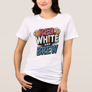 Röd vit och brun fetstil t shirt