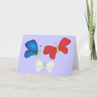 Röd, vit och Butterflies Kort