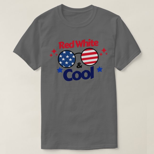 Röd vit och Coola 4 juli (9) T Shirt (Design framsida)