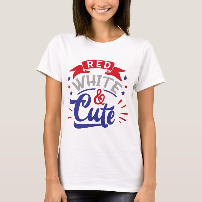 Röd vit och Cute T Shirt (Framsida)