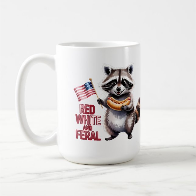 Röd vit och färsk samt fri Raccoon Kaffemugg (Vänster)