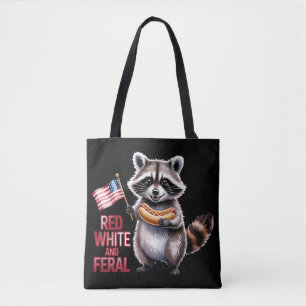 Röd vit och färsk samt fri Raccoon Tygkasse