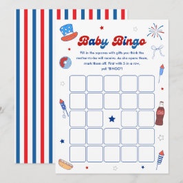 Röd Vit och Förfallen Baby Shower Bingo Spelkort Inbjudningar