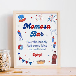 Röd Vit och Förfallen Baby Shower Momosa Bar Poster