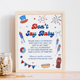Röd Vit och Förfallen Baby Shower Säga Inte Baby Poster