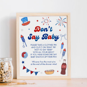 Röd Vit och Förfallen Baby Shower Säga Inte Baby Poster