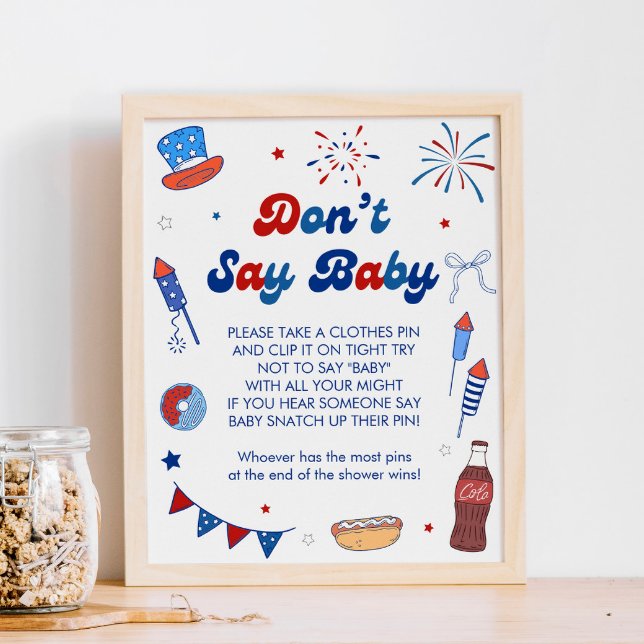 Röd Vit och Förfallen Baby Shower Säga Inte Baby Poster (Skapare uppladdad)