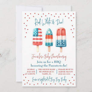 Röd, vit och förfallen! Patriotic Popsicle Baby Sh Inbjudningar