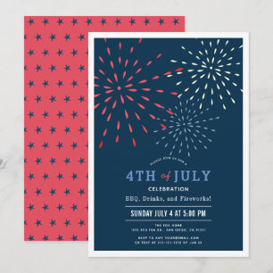Röd, vit och förfaller juli 4:e Fireworks babyskju Inbjudningar