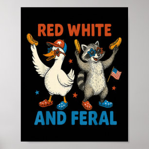 Röd Vit Och Förvildad Rolig Tvättbjörn & Dum Gås Poster