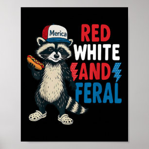 Röd Vit Och Förvilderad Tvättbjörn Hot Dog Usa Fla Poster
