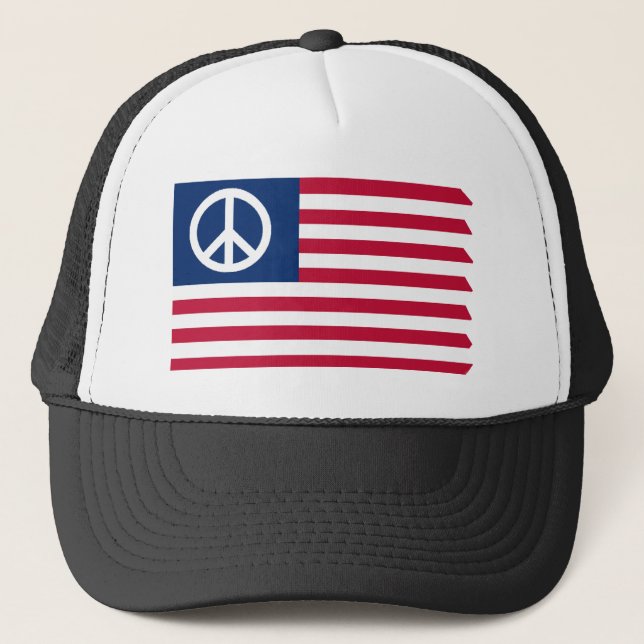 Röd Vit och Fred Patriotisk Fred USA flagga mössa Keps (Framsida)