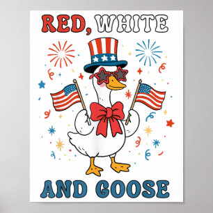 Röd Vit Och Gås Groovy Dumma Gås Usa Flagga Fi Poster