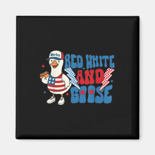 Röd Vit Och Gås Rolig 4:e Juli Patriotisk USA Magnet