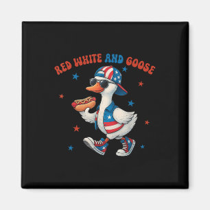 Röd Vit Och Gås Rolig 4:e Juli Patriotisk USA Magnet