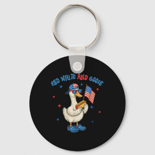 Röd Vit Och Gås Rolig 4:e Juli Patriotisk USA Nyckelring