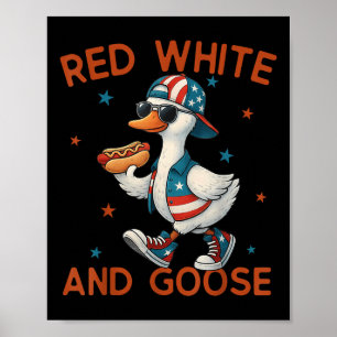 Röd Vit Och Gås Rolig 4:e Juli Patriotisk USA Poster